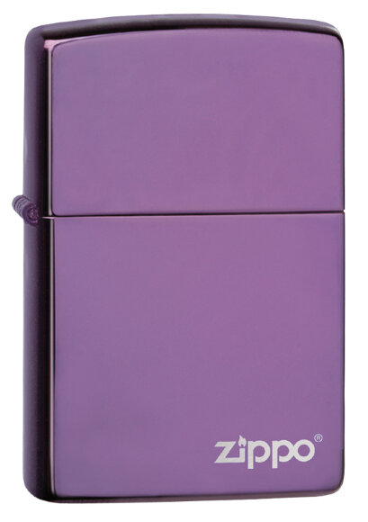 Зажигалка Zippo Classic с покрытием Abyss™, латунь/сталь, фиолетовая с логотипом, 36x12x56 мм