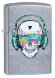 Зажигалка Zippo Skull Headphone с покрытием Street Chrome™, латунь/сталь, серебристая, 36x12x56 мм