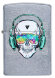 Зажигалка Zippo Skull Headphone с покрытием Street Chrome™, латунь/сталь, серебристая, 36x12x56 мм