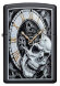 Зажигалка Zippo Skull Clock с покрытием Black Matte, латунь/сталь, чёрная, матовая, 36x12x56 мм
