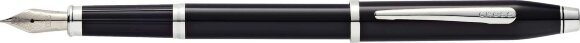 Перьевая ручка Cross Century II Black lacquer, черный лак с отделкой родием, перо M с гравировкой