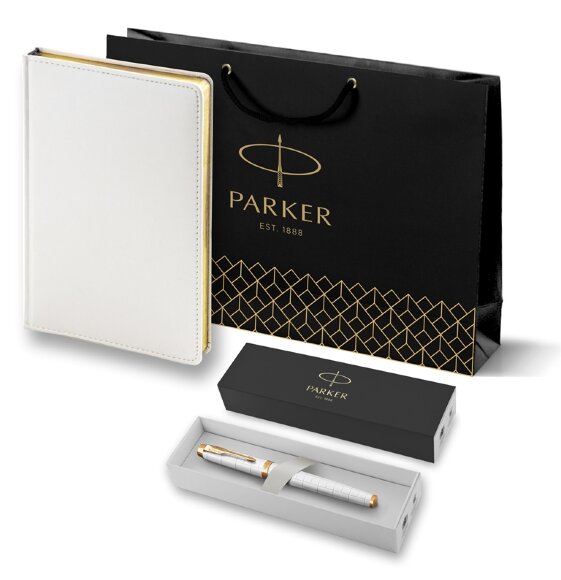 Подарочный набор Parker: Ручка Роллер Parker IM Premium T318 Pearl GT и Ежедневник 2143128_063646