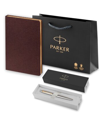 Подарочный набор Parker: Ручка гелевая Parker Jotter Core K694 Stainless Steel GT и Ежедневник Saffian 1933352_011667