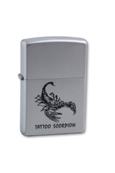 Зажигалка Zippo Tattoo Scorpion, с покрытием Satin Chrome™, латунь/сталь, серебристая, 36x12x56 мм