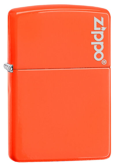 Зажигалка Zippo Classic с покрытием Neon Orange, латунь/сталь, оранжевая с логотипом, 36x12x56 мм