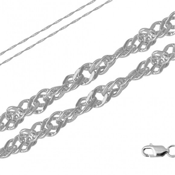 Женская серебряная цепь плетение панцирное сингапур родирование 55 см с гравировкой