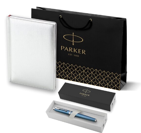 Подарочный набор Parker: Ручка Роллер Parker IM Premium T318 Blue Grey CT и Ежедневник 2143128_364810