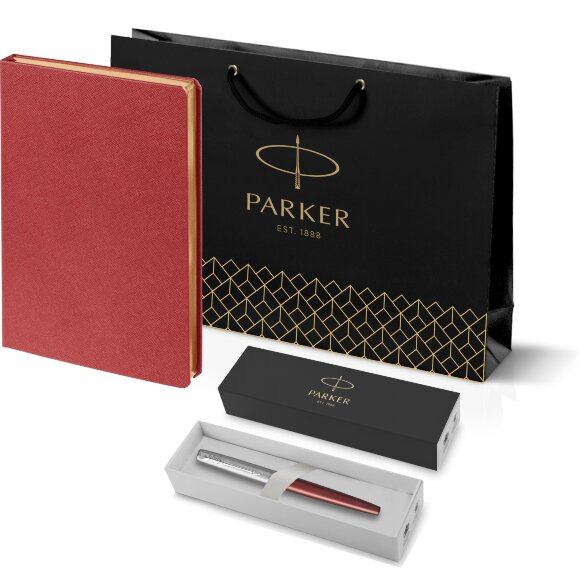 Подарочный набор Parker: Ручка-Роллер Parker (Паркер) Jotter Core T63 Kensington Red CT и Ежедневник 208111_05509229