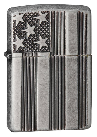 Зажигалка Zippo Armor™ с покрытием Antique Silver Plate™, латунь/сталь, серая, матовая, 37х13x58 мм