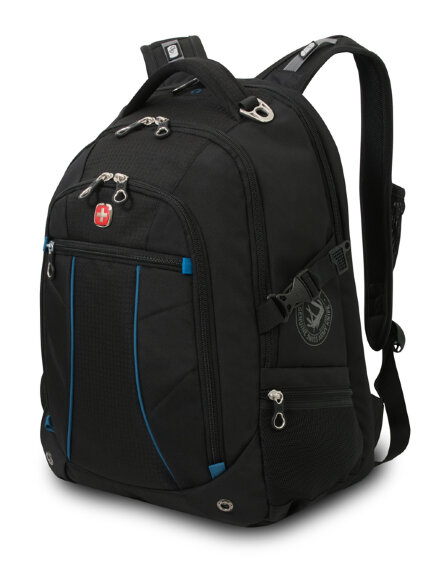 Рюкзак WENGER, 15”,чёрный/синий, полиэстер 900D/рипстоп, 36x19x47 см, 32 л