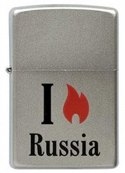 Зажигалка Zippo Flame Russia, с покрытием Satin Chrome™, латунь/сталь, серебристая, 36x12x56 мм