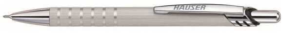 Шариковая ручка Hauser Brussels, серебристая, алюминий с гравировкой
