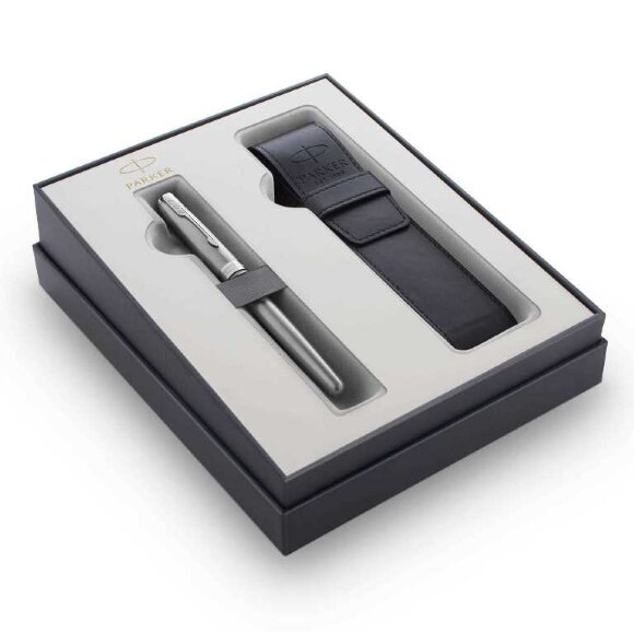 Подарочный набор Parker: Ручка Parker Sonnet с Перьевой ручкой и чехлом Stainless Steel CT