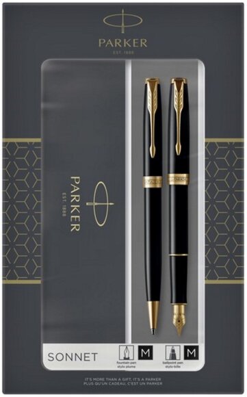 Подарочный набор Parker: Ручка Parker Sonnet Black GT Перьевая и Шариковая