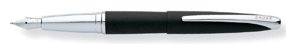 Перьевая ручка Cross ATX. Цвет - матовый черный/серебро. Перо - сталь, тонкое. с гравировкой
