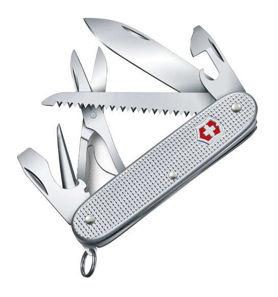 Нож перочинный VICTORINOX Farmer X Alox, 93 мм, 10 функций, алюминиевая рукоять, серебристый