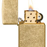 Зажигалка Zippo Classic с покрытием Tumbled Brass, латунь/сталь, золотистая, матовая, 38x13x57 мм