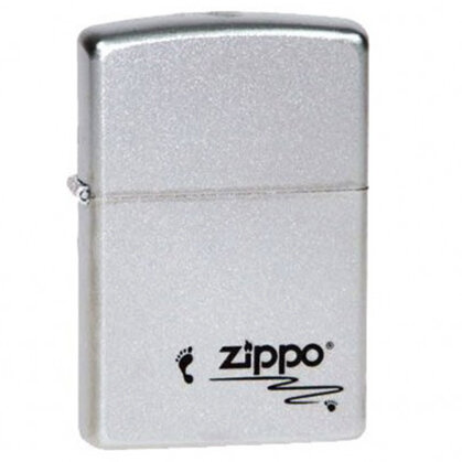 Зажигалка Zippo Footprints, с покрытием Satin Chrome™, латунь/сталь, серебристая, 36x12x56 мм