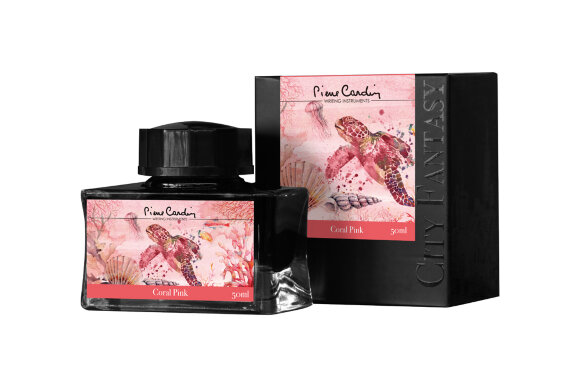 Флакон чернил Pierre Cardin 50мл, серия CITY FANTASY цвет Coral Pink (Розовый Коралл) с гравировкой