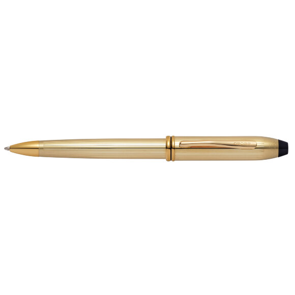 Шариковая ручка Cross Townsend, тонкий корпус. Цвет - золотистый. с гравировкой