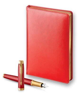 Подарочный набор Parker: Ручка Перьевая Parker IM Premium F318 Red GT Ежедневник 2143128_083650