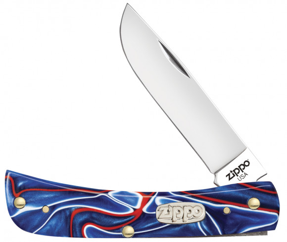Нож перочинный ZIPPO Patriotic Kirinite™ Smooth Sodbuster Jr, 92 мм, синий + ЗАЖИГАЛКА ZIPPO 207