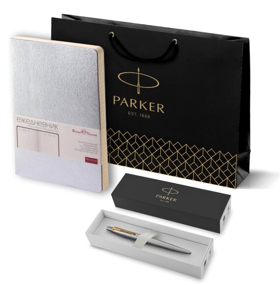 Подарочный набор Parker: Шариковая Ручка Parker Jotter Essential, St Steel GT и Ежедневник 195353_1513182