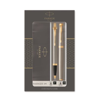 Подарочный набор Parker 2093217 из 2-х ручек IM brushed metal GT