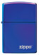 Зажигалка Zippo Classic с покрытием High Polish Indigo, латунь/сталь, синяя, глянцевая, 36x12x56 мм