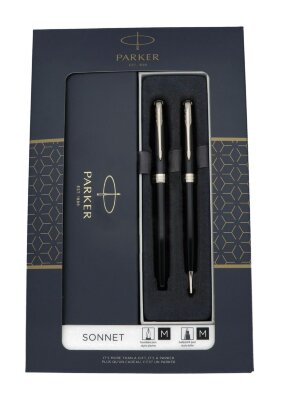 Подарочный набор Parker: Ручка Parker SONNET BLACK CT Ручка Роллер и Шариковая Ручка 2093259