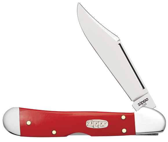 Нож перочинный ZIPPO Red Synthetic Smooth Mini Copperlock, 92 мм, красный + ЗАЖИГАЛКА ZIPPO 207