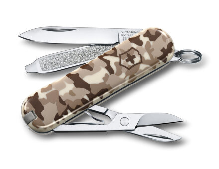 Нож-брелок VICTORINOX Classic SD "Desert Camouflage", 58 мм, 7 функций, бежевый камуфляж в Москве, фото 30