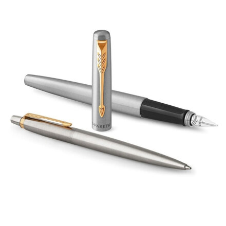  Набор подарочный Parker Jotter Core - Stainless Steel GT, ручка перьевая+ручка шариковая