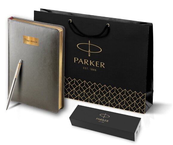 Подарочный набор Parker: Ежедневник и Шариковая Ручка Parker Jotter Essential, St Steel GT 1953182GRYset