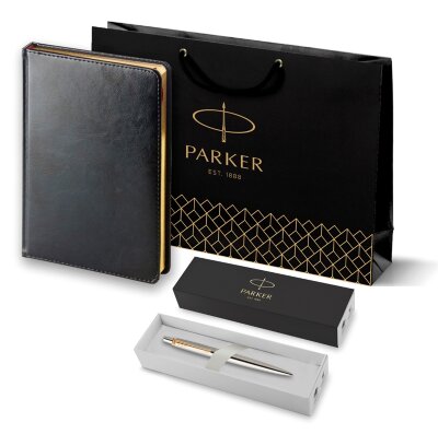 Подарочный набор Parker: Ежедневник и Шариковая Ручка Parker Jotter Essential, St Steel GT 1953182set