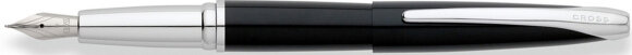 Перьевая ручка Cross ATX. Цвет - глянцевый черный/серебро. Перо - сталь, тонкое с гравировкой