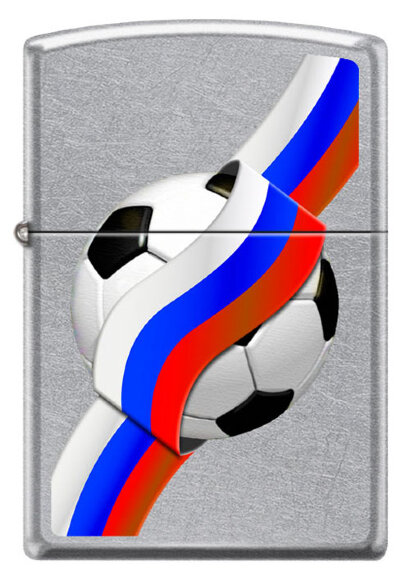 Зажигалка Zippo Российский футбол с покрытием Street Chrome™, латунь/сталь, серебристая, 36x12x56 мм
