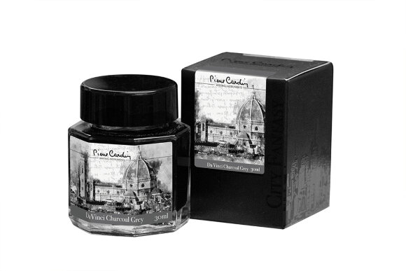 Флакон чернил Pierre Cardin 30мл, серия CITY FANTASY цвет Da Vinci Charcoal Grey (Серый да Винчи) с гравировкой