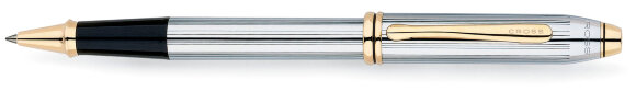 Ручка-роллер Selectip Cross Townsend. Цвет - серебристый с золотистой отделкой. с гравировкой