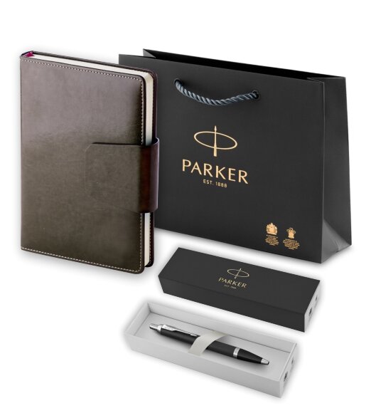 Подарочный набор Parker: Шариковая Ручка Parker IM Mat Black CT и Ежедневник А5 2143352_013632