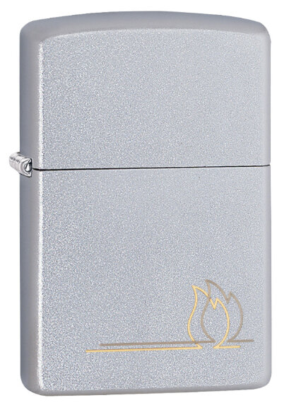 Зажигалка Zippo Classic с покрытием Satin Chrome, латунь/сталь, серебристая, матовая, 36x12x56 мм