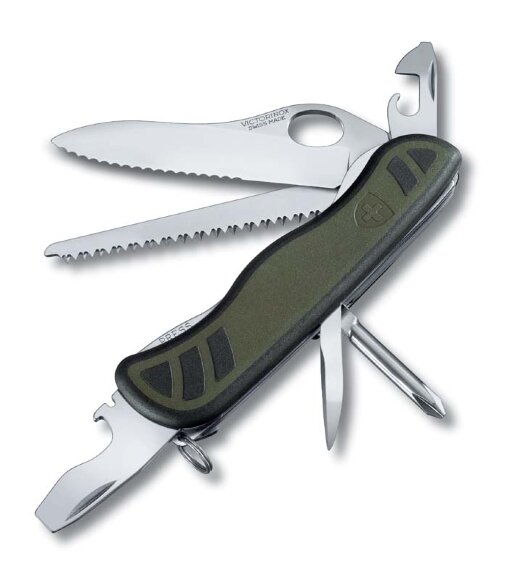 Нож перочинный VICTORINOX Swiss Soldier's Knife 08, 111 мм, 10 функций, зелёный с чёрными вставками