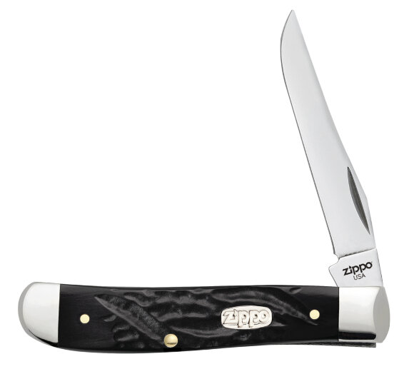 Нож перочинный ZIPPO Rough Black Synthetic Mini Trapper, 89 мм, чёрный + ЗАЖИГАЛКА ZIPPO 207