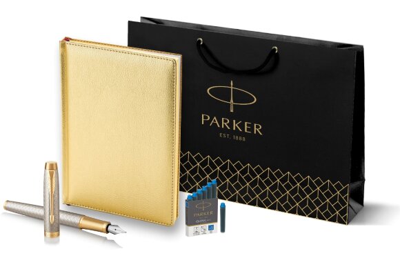 Подарочный набор Parker: Ежедневник и Ручка Перьевая Parker IM Premium Warm Silver Grey GT 193312_8111684