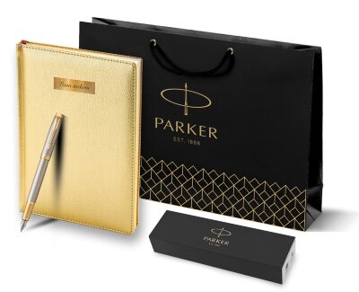 Подарочный набор Parker: Ежедневник и Ручка Перьевая Parker IM Premium Warm Silver Grey GT 193312_8111684