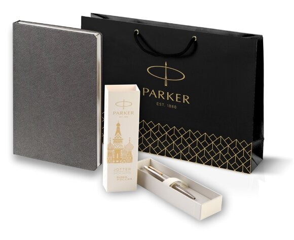 Подарочный набор Parker: Шариковая Ручка Parker Jotter Russia Steel GT и Ежедневник 212111_05106175