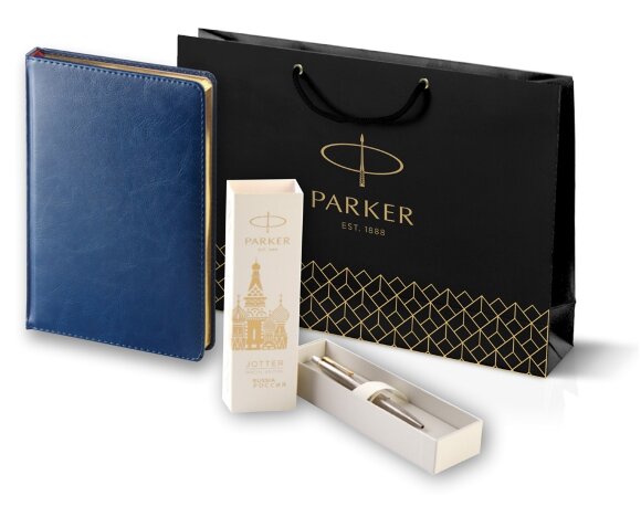 Подарочный набор Parker: Шариковая Ручка Parker Jotter Russia Steel GT и Ежедневник 212312_8046175