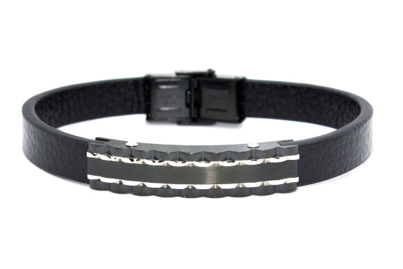 Браслет из кожи и стали Spikes SLQ-1008K-085 с гравировкой