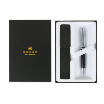 Подарочный набор Cross: шариковая ручка Cross Calais Chrome/Black с чехлом для ручки