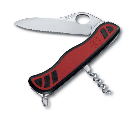 Нож перочинный VICTORINOX Sentinel One Hand, 111 мм, 3 функции, с фиксатором, красный с чёрным